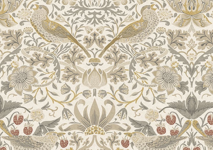 William Morris At Home Strawberry Thief, Ochre - Twist&Fit Roller Blind - Image 6